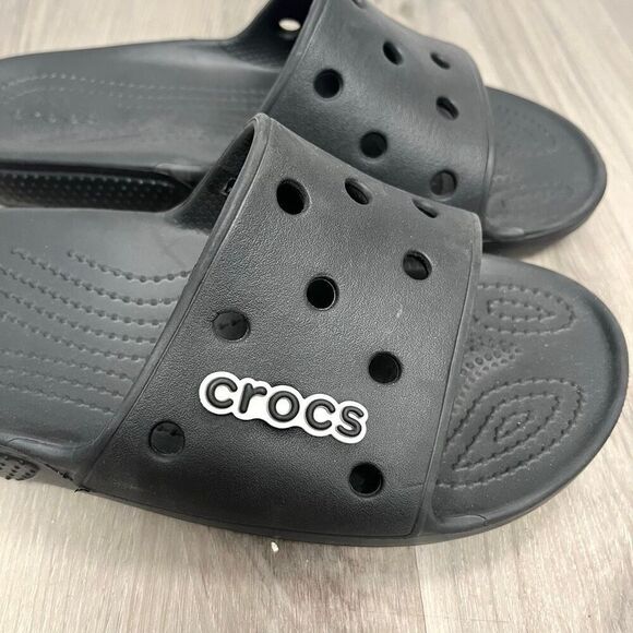 Crocs Slide Sandals Women’s 8 Iconic Comfort Black Classic Slip On - Picture 2 of 5